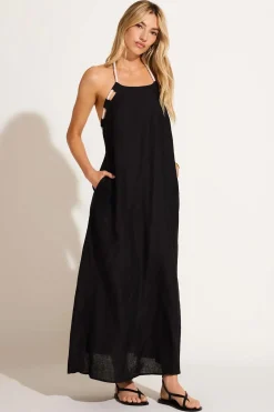Avery Halter Dress - Black EcoLinen