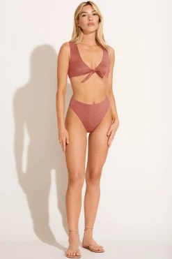 Barcelona High Waist Bottom - Pink Metallic