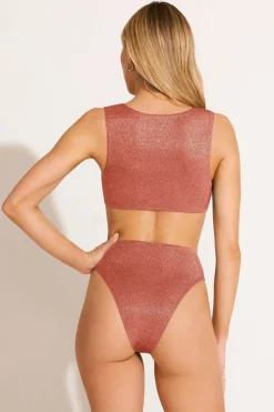 Cassia Crop Top - Pink Metallic