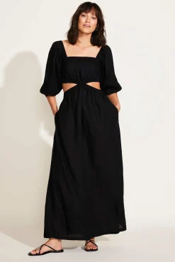 Cierra Cut Out Dress - Black EcoLinen