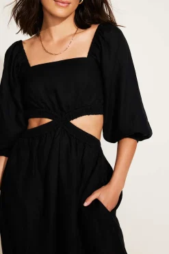 Cierra Cut Out Dress - Black EcoLinen