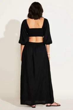 Cierra Cut Out Dress - Black EcoLinen