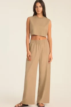 Coast Crop Muscle Tank - Latte Cotton Jersey