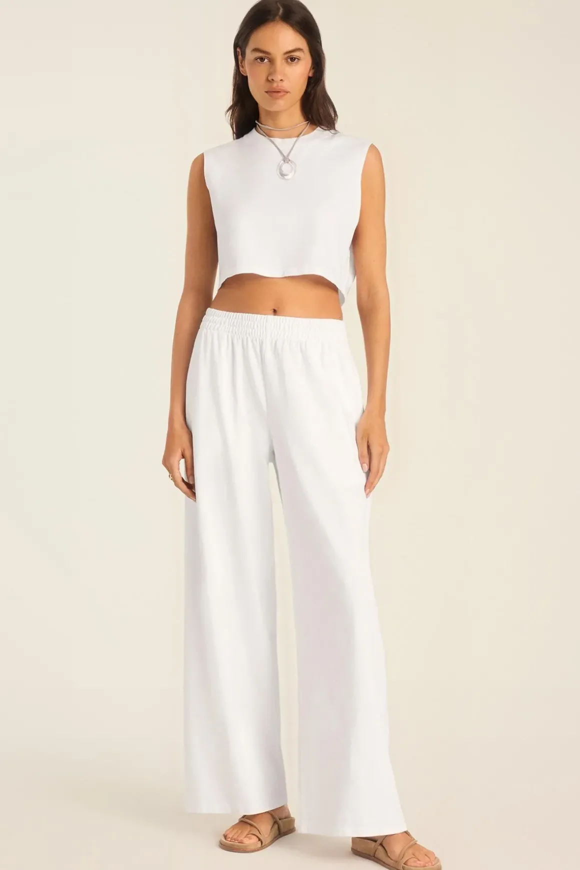 Coast Crop Muscle Tank - White Cotton Jersey