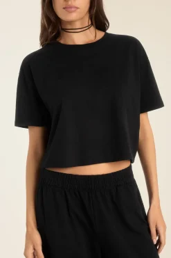 Coast Crop Tee - Black Cotton Jersey