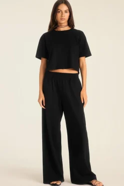 Coast Crop Tee - Black Cotton Jersey