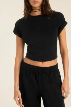 Coast Crop Tee - Black Cotton Jersey
