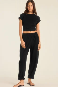 Coast Crop Tee - Black Cotton Jersey