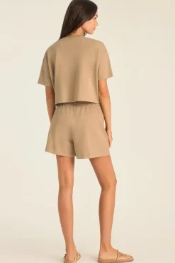 Coast Crop Tee - Latte Cotton Jersey