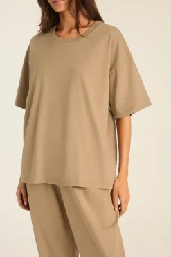 Coast Oversized Boyfriend Tee - Latte Cotton Jersey