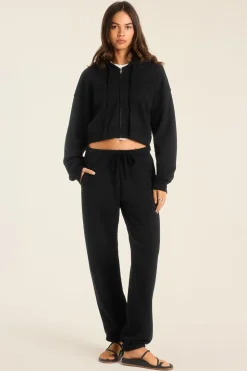Dawn Crop Hoodie - Black French Terry