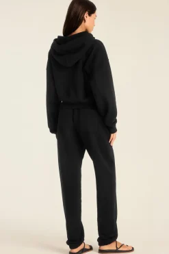 Dawn Crop Hoodie - Black French Terry