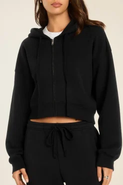 Dawn Crop Hoodie - Black French Terry