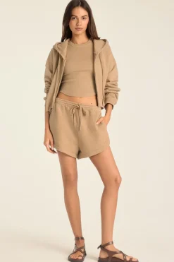 Dawn Crop Hoodie - Latte French Terry