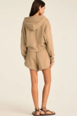Dawn Crop Hoodie - Latte French Terry