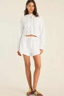 Dawn Crop Hoodie - White French Terry
