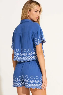 Daya Embroidered Short - Cobalt Mykonos