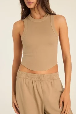 Daybreak Essential Crop Tank - Latte Cotton Rib