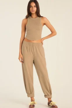 Daybreak Essential Crop Tank - Latte Cotton Rib