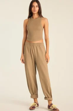 Daybreak Essential Crop Tank - Latte Cotton Rib