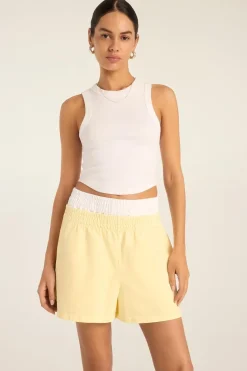Daybreak Essential Crop Tank - White Cotton Rib