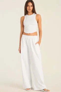 Daybreak Essential Crop Tank - White Cotton Rib