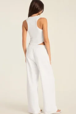 Daybreak Essential Crop Tank - White Cotton Rib