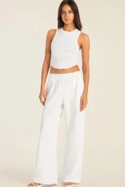 Daybreak Essential Crop Tank - White Cotton Rib