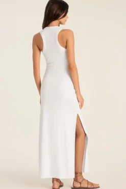 Daybreak Essential Midi Dress - White Cotton Rib