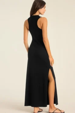 Daybreak Essential Midi Dress - Black Cotton Rib