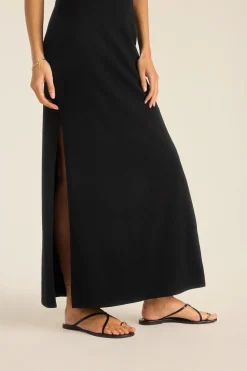 Daybreak Essential Midi Dress - Black Cotton Rib