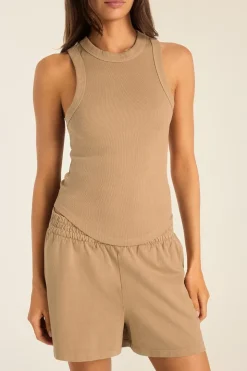 Daybreak Essential Tank - Latte Cotton Rib