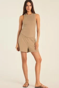 Daybreak Essential Tank - Latte Cotton Rib