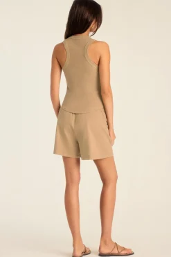 Daybreak Essential Tank - Latte Cotton Rib