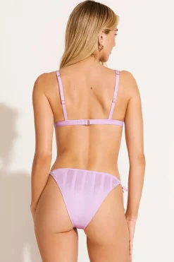 Elle Tie Side Bottom - Orchid Shiny Stripe