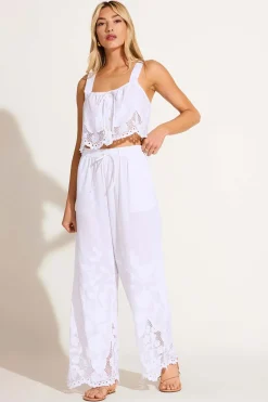 Flora Pant - White Beachside Broderie
