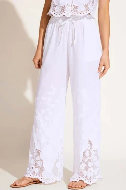 Flora Pant - White Beachside Broderie