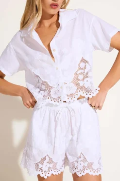 Flora Short - White Beachside Broderie