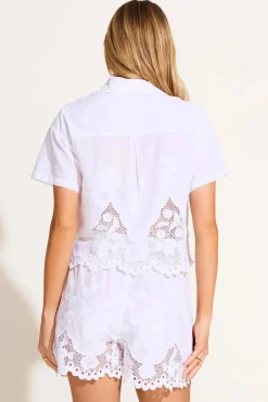 Flora Short - White Beachside Broderie