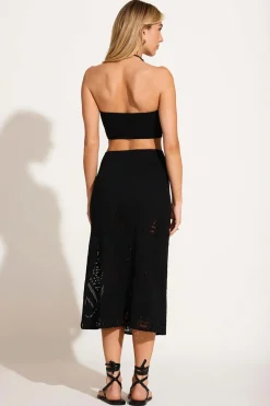 Harper Bandeau Top - Black Calico Crochet