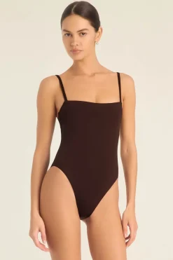 Jenna High Leg One Piece - Cocoa EcoLux