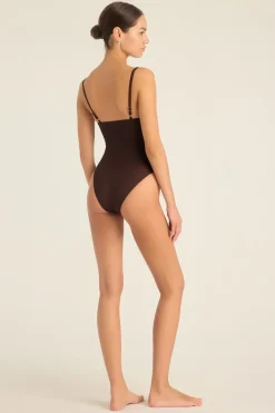 Jenna High Leg One Piece - Cocoa EcoLux