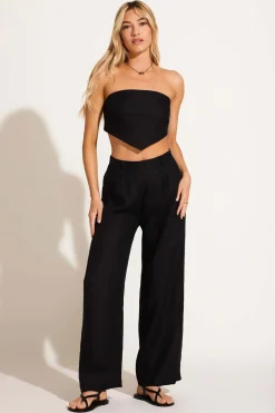 Joni Scarf Top - Black EcoLinen