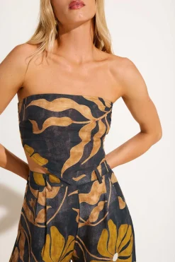 Joni Scarf Top - Kelp Flower EcoLinen