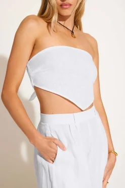 Joni Scarf Top - White EcoLinen