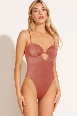 Mabel Underwire Bandeau One Piece - Pink Metallic