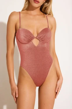 Mabel Underwire Bandeau One Piece - Pink Metallic