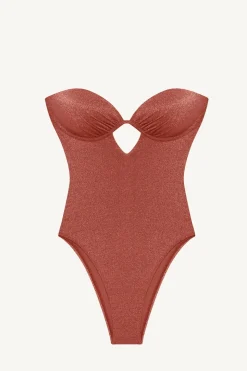 Mabel Underwire Bandeau One Piece - Pink Metallic