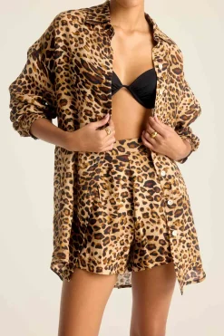 Playa Boyfriend Shirt Lux Leopard EcoLinen