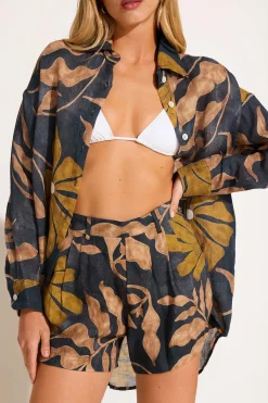 Playa Linen Boyfriend Shirt - Kelp Flower EcoLinen